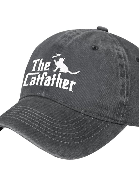 Women\'s Embroidery Adjustable Washed Distressed Trucker Hat Baseball Cap Cat Da main image 5